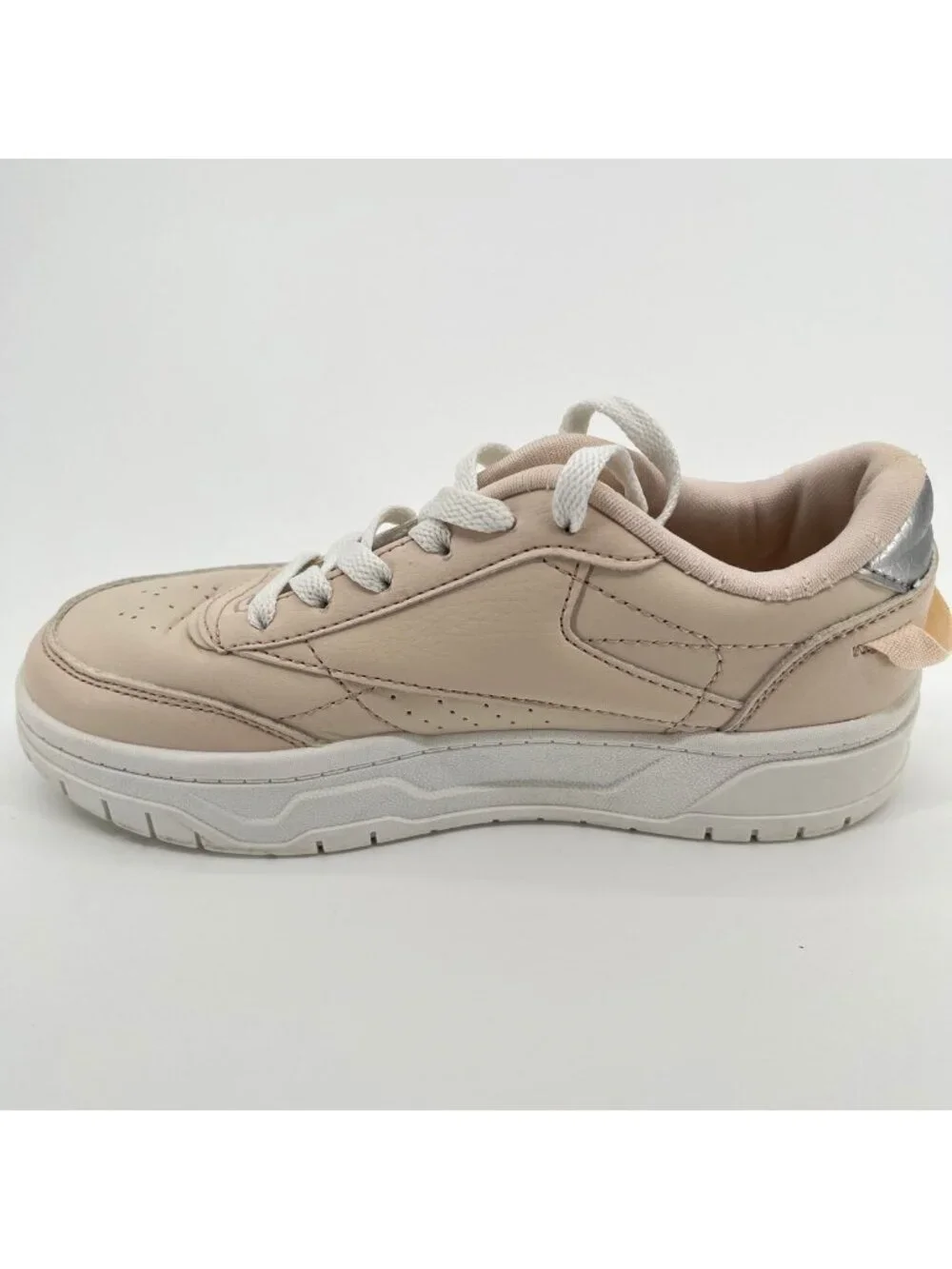 Reebok Club C Double Geo Boys Size 3Y Beige Athletic Lifestyle Shoes Sneakers